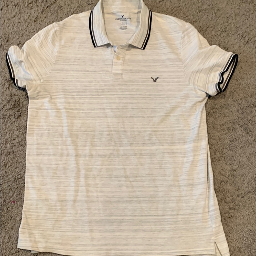 American Eagle Outfitters Men's White Polo Shirt